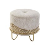 Fodsttte DKD Home Decor 51 x 51 x 44,5 cm Skum Beige Gylden Fljl Tr MDF Etnisk 40 % Metal #1