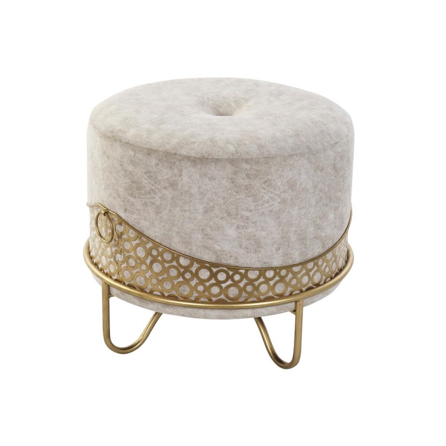 Fodsttte DKD Home Decor 51 x 51 x 44,5 cm Skum Beige Gylden Fljl Tr MDF Etnisk 40 % Metal #1