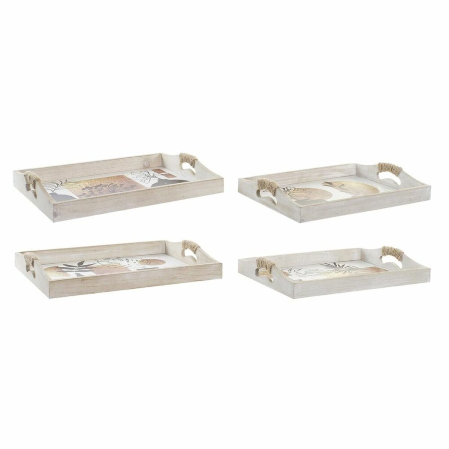 Bakkest DKD Home Decor Hvid Sort Gylden Tr MDF 40 x 30 x 6 cm (2 enheder) #7