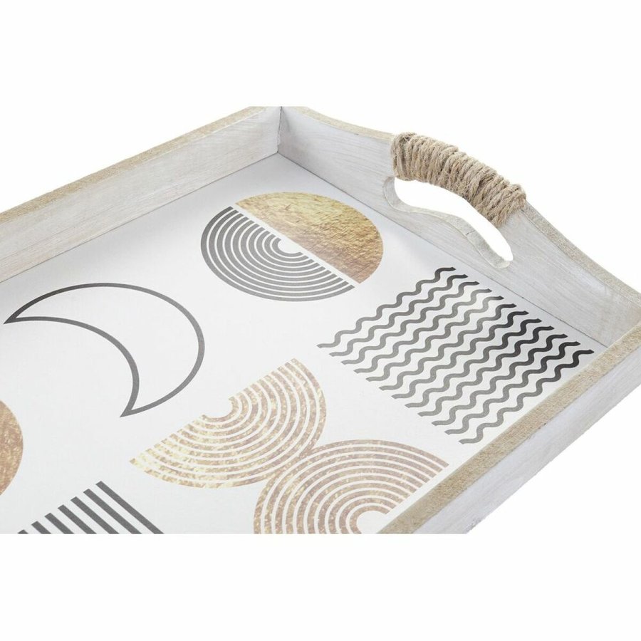 Bakkest DKD Home Decor Hvid Sort Gylden Tr MDF 40 x 30 x 6 cm (2 enheder) #4