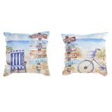Pude DKD Home Decor Strand Polyester Aluminium Multifarvet Middelhavet (45 x 10 x 45 cm) (2 enheder) #1