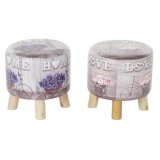 Fodsttte DKD Home Decor Gr Cykel Pink Syren PU Fyrretr (30 x 30 x 30 cm) (2 enheder) (30 x 30 x 32 cm) #1