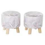 Fodsttte DKD Home Decor Gr PU Fyrretr Tropisk (30 x 30 x 30 cm) (2 enheder) (30 x 30 x 32 cm) #1