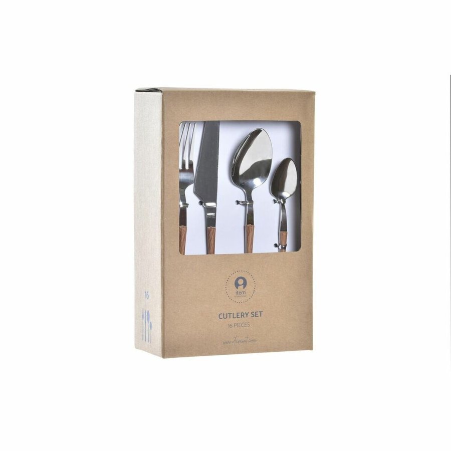 Bestik DKD Home Decor Natur Slvfarvet Rustfrit stl (2,6 x 1 x 23 cm) (16 pcs) #2