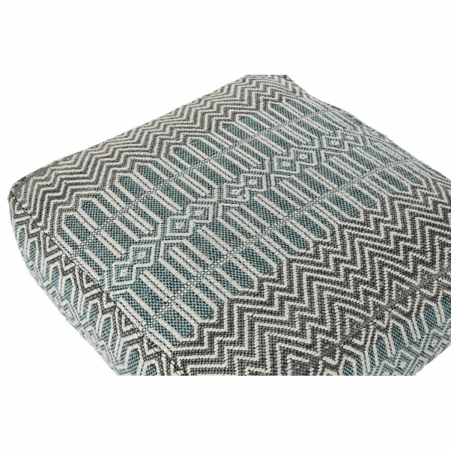 Pude DKD Home Decor Gulv Striber Bl Polyester Bomuld Mint Aluminium Hvid Grn (60 x 60 x 25 cm) #2