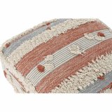 Puf DKD Home Decor Hvid Orange Striber Boho 60 x 60 x 25 cm (2 enheder) #9
