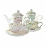 Tekande DKD Home Decor Krystal Porceln Pink Gennemsigtig Hvid Grn (2 enheder) #1