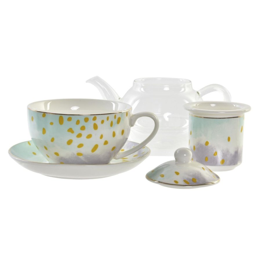 Tekande DKD Home Decor Krystal Porceln Pink Gennemsigtig Hvid Grn (2 enheder) #2