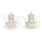 Tekande DKD Home Decor Krystal Porceln Pink Gennemsigtig Hvid Grn (2 enheder) #4