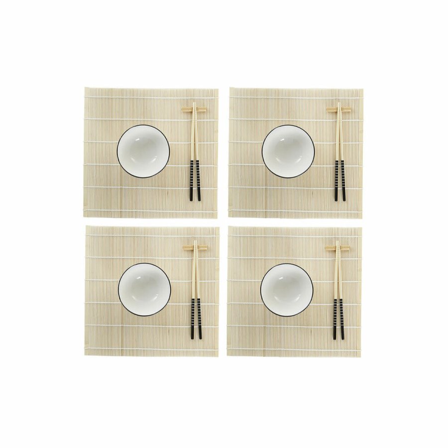 Sushi-st DKD Home Decor Bambus Stentj Hvid Orientalsk 14,5 x 14,5 x 31 cm (16 Dele) #1