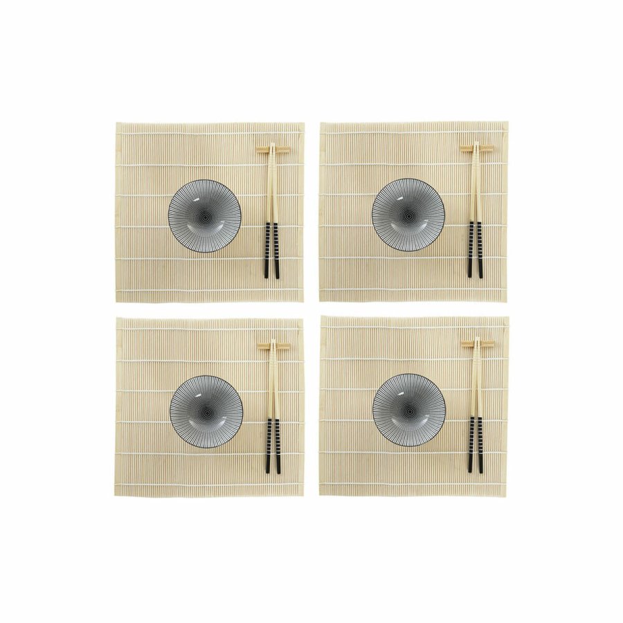 Sushi-st DKD Home Decor 14,5 x 14,5 x 31 cm Sort Stentj Orientalsk (16 Dele) #1