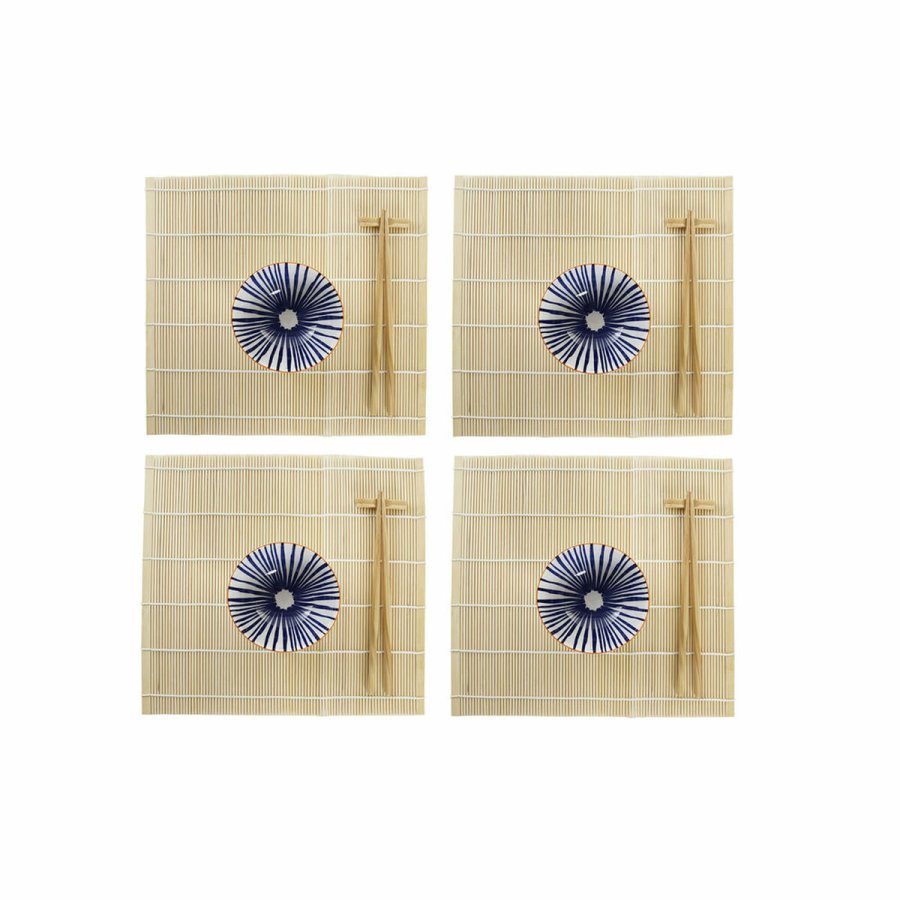 Sushi-st DKD Home Decor 14,5 x 14,5 x 31 cm Bl Hvid Stentj Orientalsk (16 Dele) #1