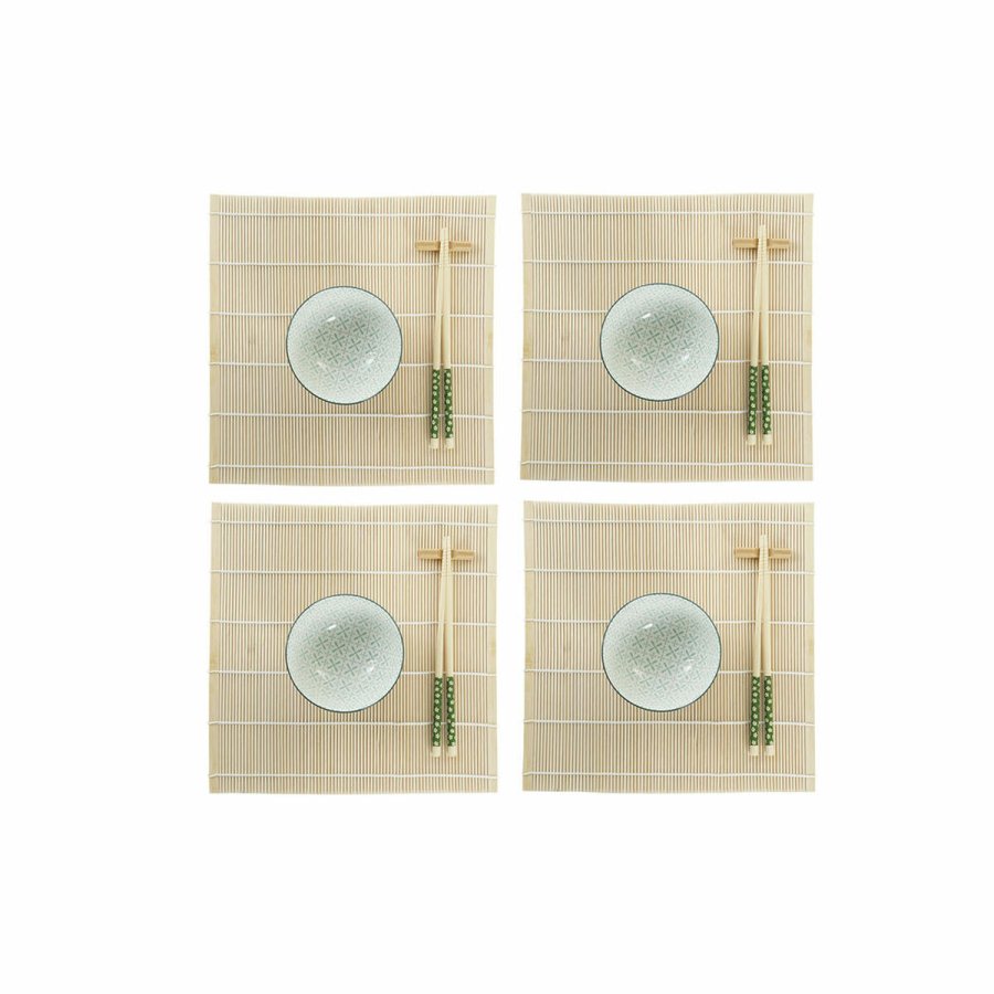 Sushi-st DKD Home Decor 14,5 x 14,5 x 31 cm Grn Stentj Orientalsk (16 Dele) #1