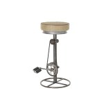 Taburet DKD Home Decor Slvfarvet Metal Lys brun Spanskrr (44 x 41 x 82 cm) #1