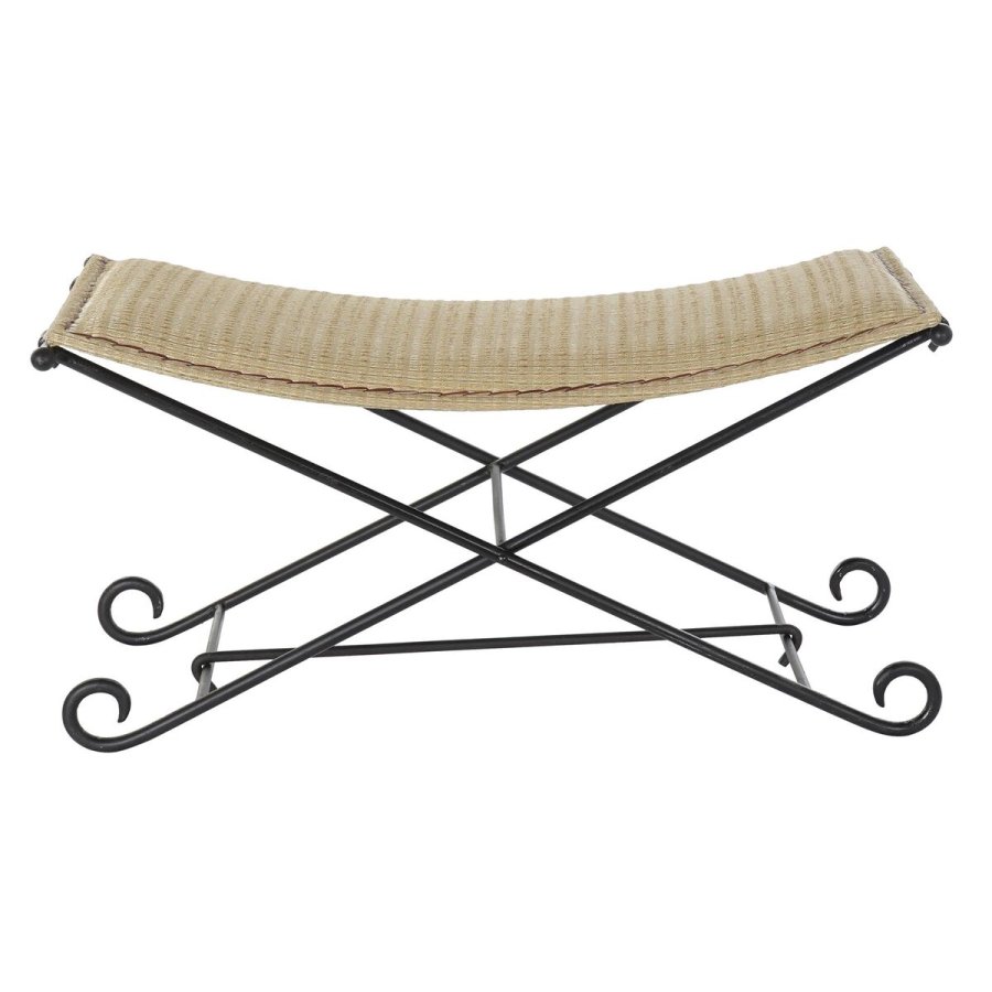 Stol DKD Home Decor   Sort Metal Lys brun Spanskrr (94 x 49 x 44 cm) #9