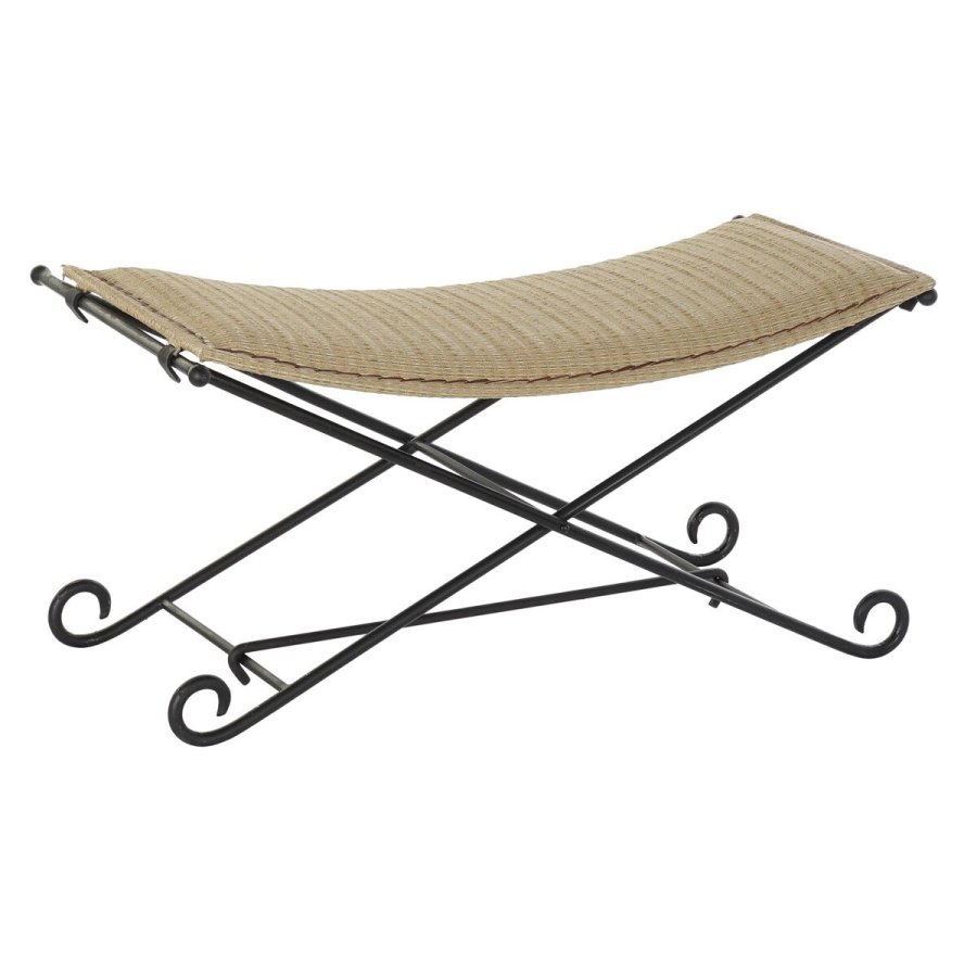 Stol DKD Home Decor   Sort Metal Lys brun Spanskrr (94 x 49 x 44 cm) #1