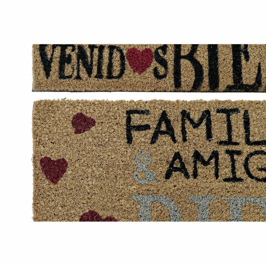 Drmtte DKD Home Decor Rd Sort Brun Gummi 2 enheder Urban Kokosnd Fiber (60 x 40 x 1,5 cm) #5