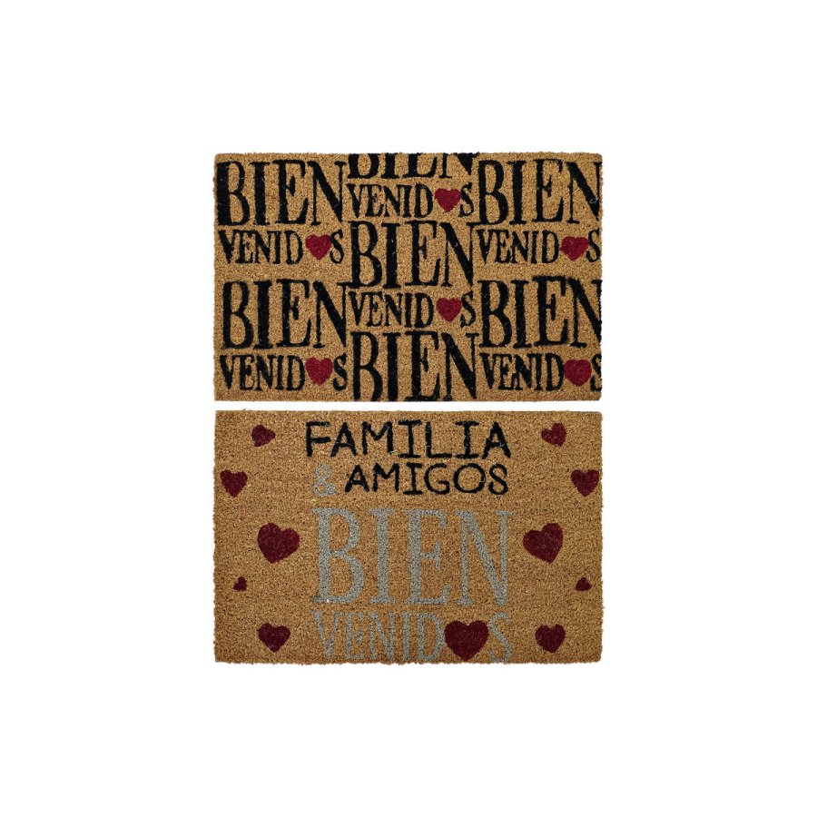 Drmtte DKD Home Decor Rd Sort Brun Gummi 2 enheder Urban Kokosnd Fiber (60 x 40 x 1,5 cm) #1