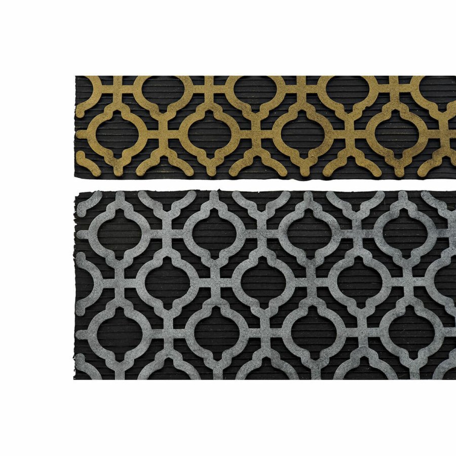 Drmtte DKD Home Decor Slvfarvet Sort Gylden Gummi Araber 2 enheder (75 x 45 x 0,5 cm) #3