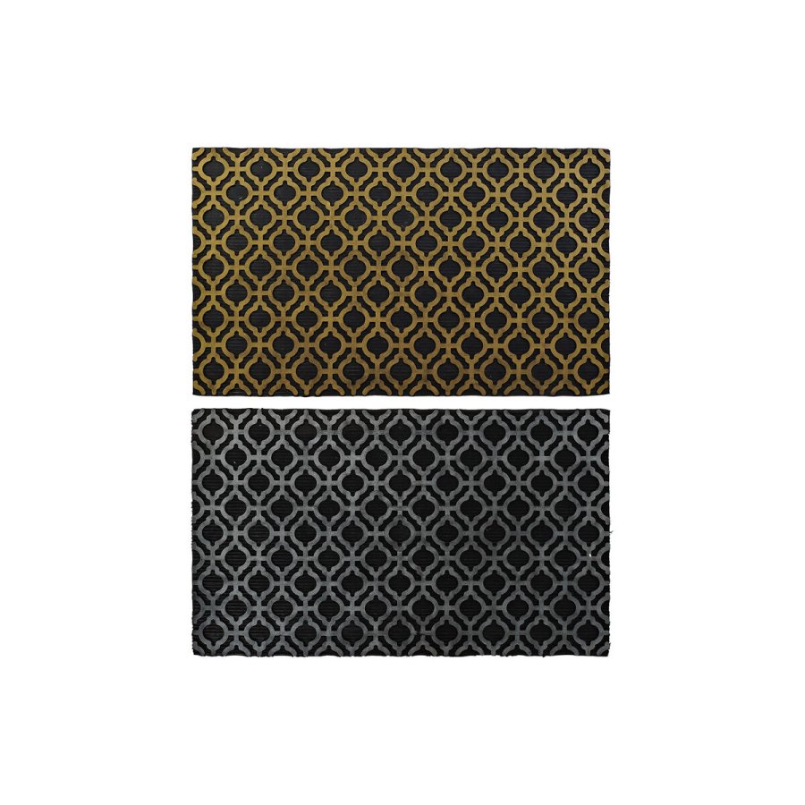 Drmtte DKD Home Decor Slvfarvet Sort Gylden Gummi Araber 2 enheder (75 x 45 x 0,5 cm) #1