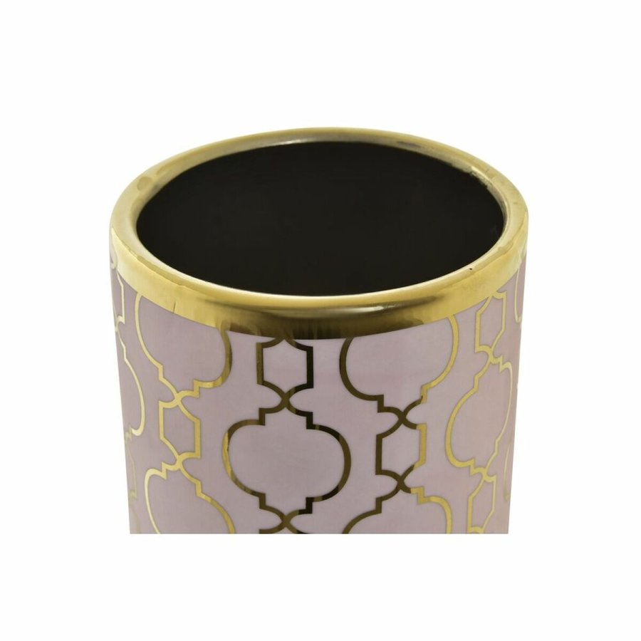 Vase DKD Home Decor Pink Gylden Porceln Orientalsk Chromsalt 14 x 14 x 32 cm #2