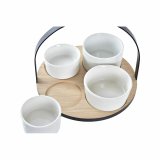 St til appetizere DKD Home Decor Hvid/Sort Metal Bambus Stentj Loft 5 Dele 20 x 20 x 14 cm #4