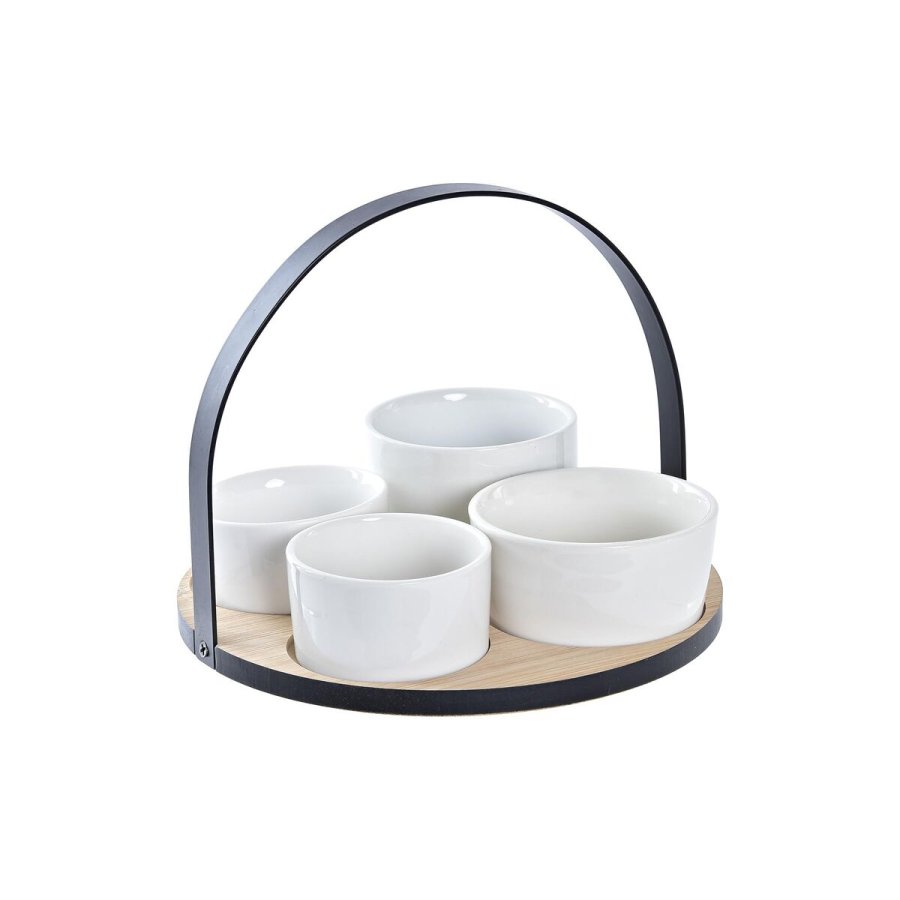 St til appetizere DKD Home Decor Hvid/Sort Metal Bambus Stentj Loft 5 Dele 20 x 20 x 14 cm #1