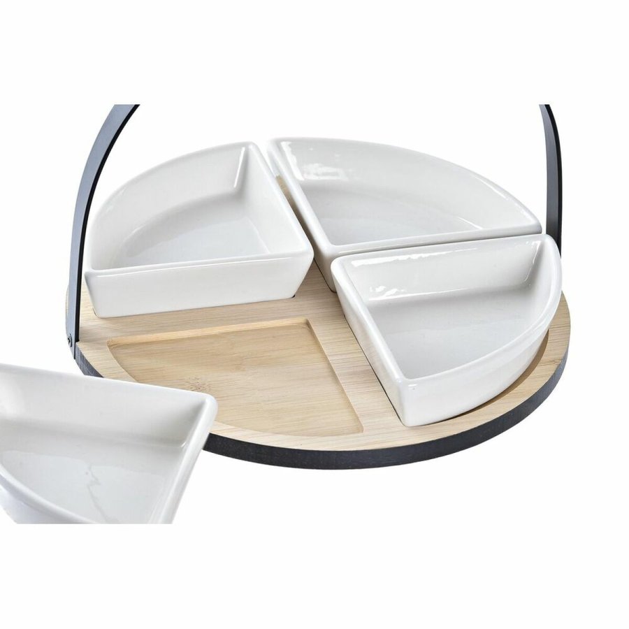St til appetizere DKD Home Decor Hvid/Sort Metal Bambus Stentj Loft 4 Dele 21,5 x 21,5 x 14 cm #4