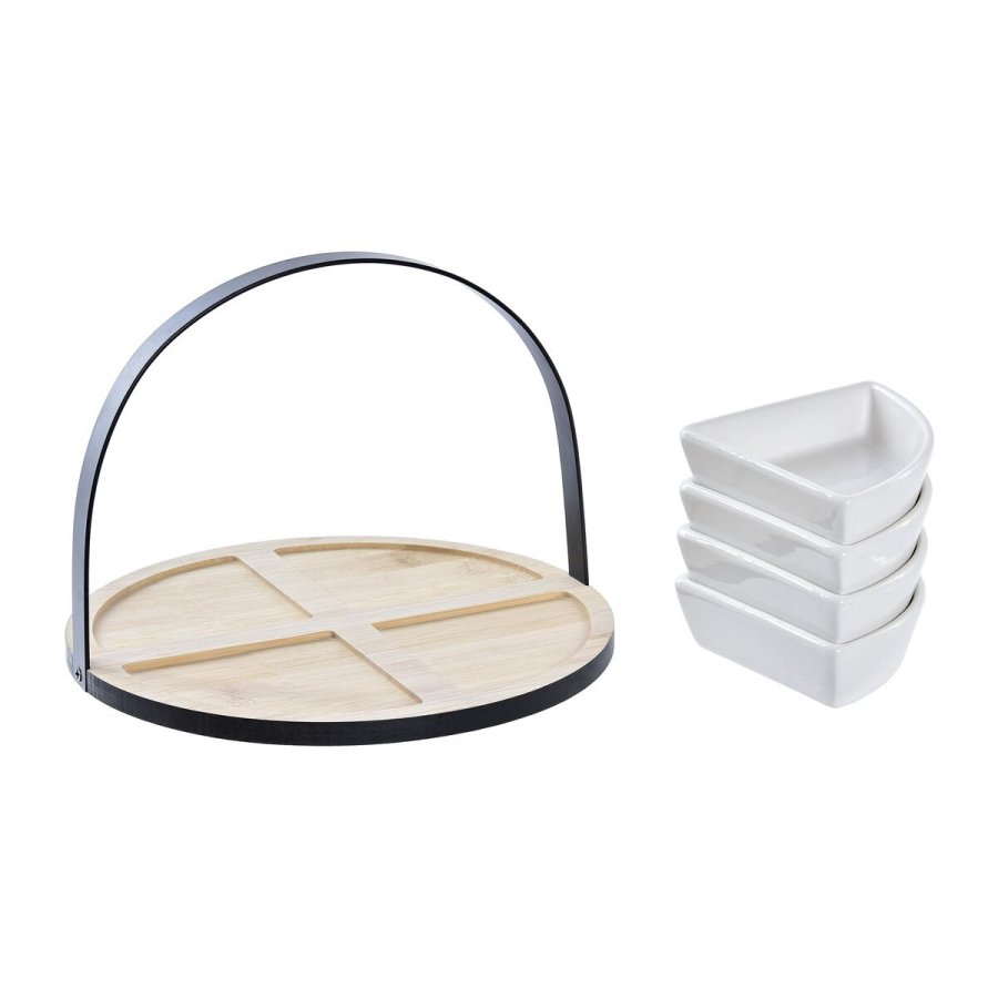 St til appetizere DKD Home Decor Hvid/Sort Metal Bambus Stentj Loft 4 Dele 21,5 x 21,5 x 14 cm #7