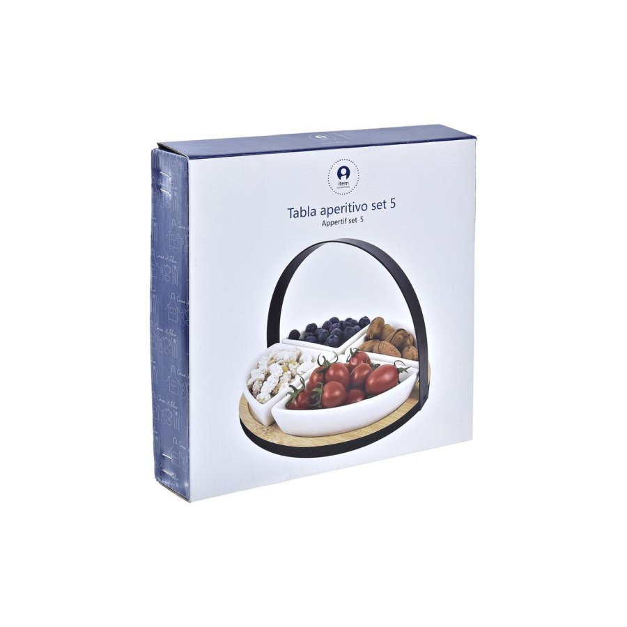 St til appetizere DKD Home Decor Hvid/Sort Metal Bambus Stentj Loft 4 Dele 21,5 x 21,5 x 14 cm #10