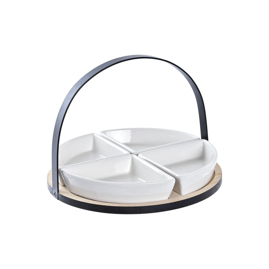 St til appetizere DKD Home Decor Hvid/Sort Metal Bambus Stentj Loft 4 Dele 21,5 x 21,5 x 14 cm #1