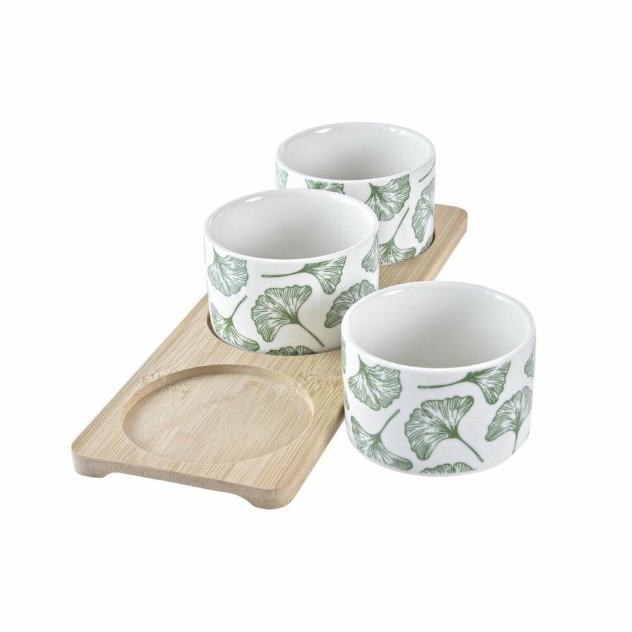 St til appetizere DKD Home Decor Bambus Stentj Ark 3 Dele 4 Dele 28 x 9,7 x 1,5 cm #4