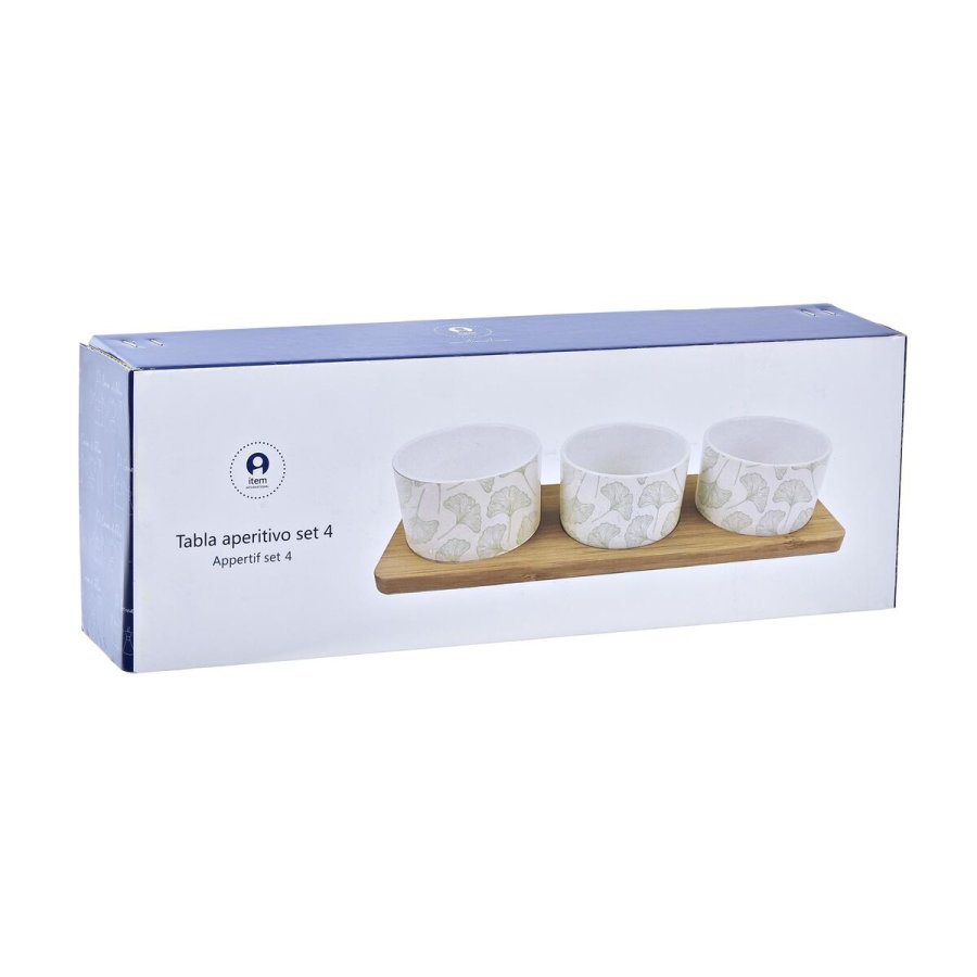 St til appetizere DKD Home Decor Bambus Stentj Ark 3 Dele 4 Dele 28 x 9,7 x 1,5 cm #10