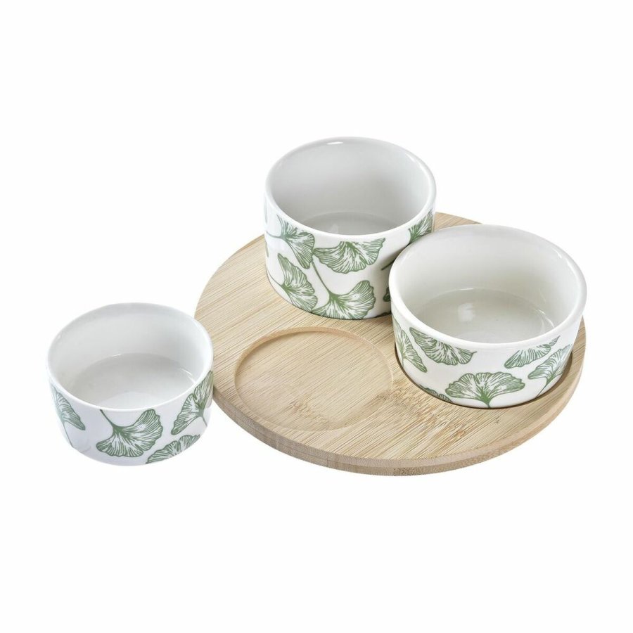 St til appetizere DKD Home Decor Bambus Stentj Ark Tropisk 4 Dele 18 x 18 x 1 cm #4
