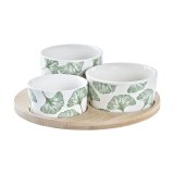 St til appetizere DKD Home Decor Bambus Stentj Ark Tropisk 4 Dele 18 x 18 x 1 cm #1