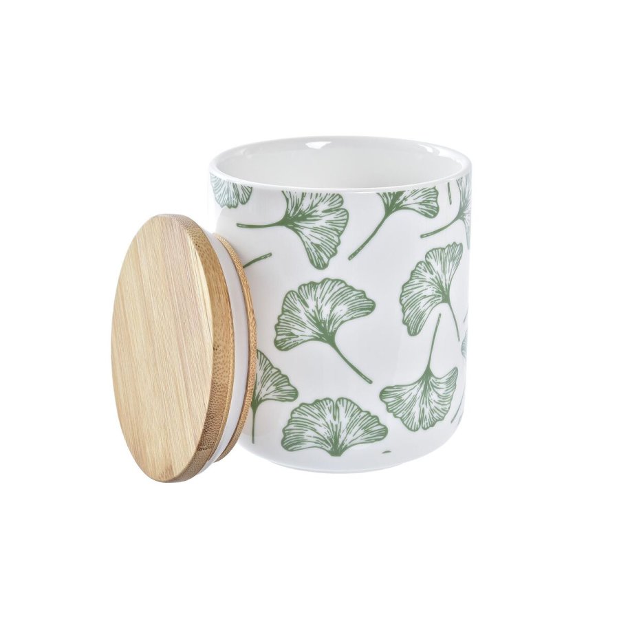 St med 3 Dser DKD Home Decor Natur Hvid Grn Bambus Stentj Tropisk 10 x 10 x 17 cm #4