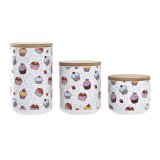 St med 3 Dser DKD Home Decor Natur Hvid Multifarvet Bambus Stentj 10 x 10 x 17 cm Cupcake #1