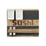 Sushi-st DKD Home Decor Sort Natur Bambus Brt Orientalsk 25 x 22 x 3 cm #7