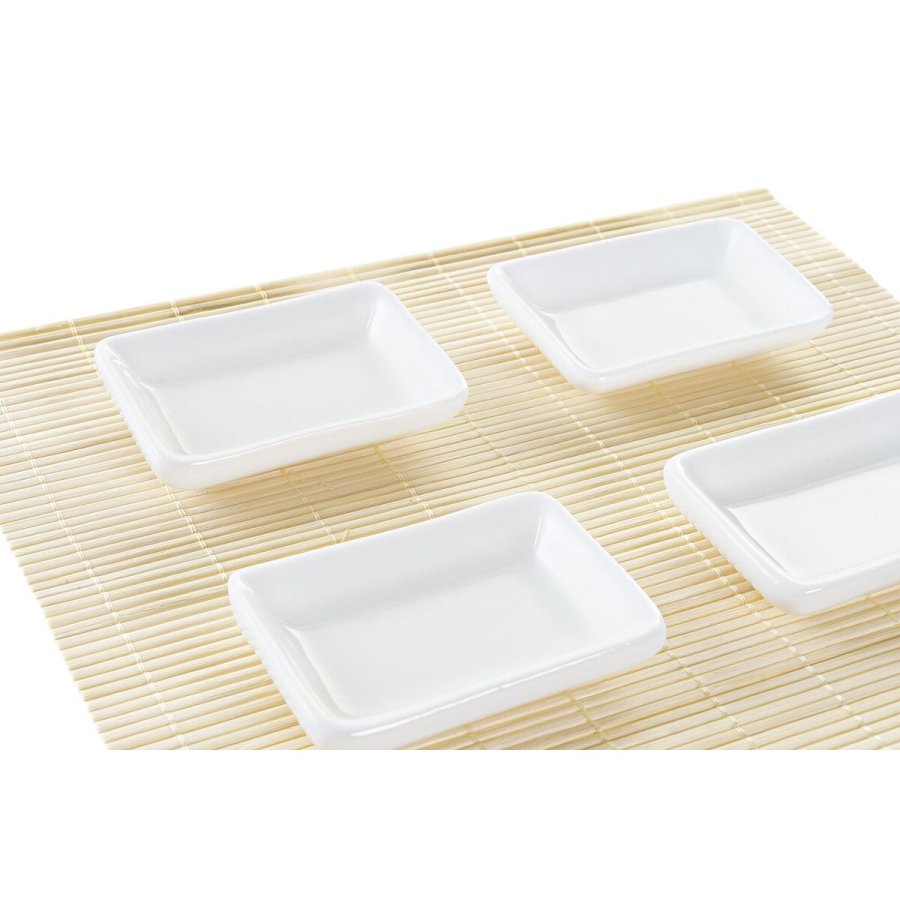 Sushi-st DKD Home Decor Metal Bambus Hvid Natur Orientalsk 30 x 40 cm 28 x 22 x 2,5 cm (9 Dele) #4