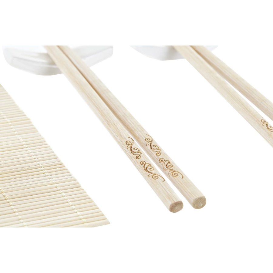 Sushi-st DKD Home Decor Metal Bambus Hvid Natur Orientalsk 30 x 40 cm 28 x 22 x 2,5 cm (9 Dele) #7