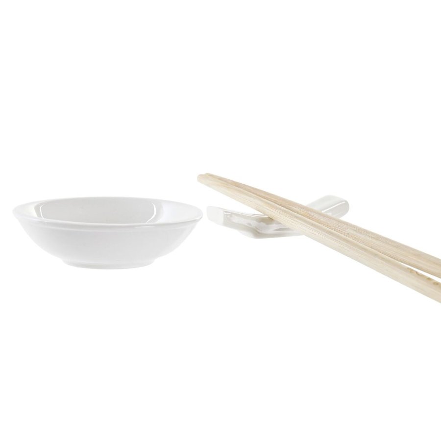 Sushi-st DKD Home Decor Bambus Stentj Hvid Natur Orientalsk 27,3 x 20,3 x 2,5 cm (12 enheder) #4