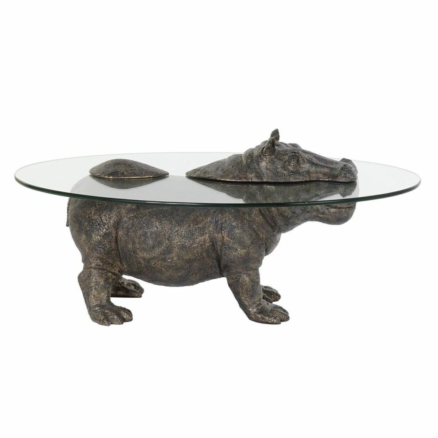 Lille serveringsbord DKD Home Decor Gennemsigtig Kobber 80 x 50 x 37 cm #1