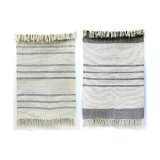 Tppe DKD Home Decor 160 x 230 x 0,75 cm Gr Polyester Hvid Frynse Boho (2 enheder) #1