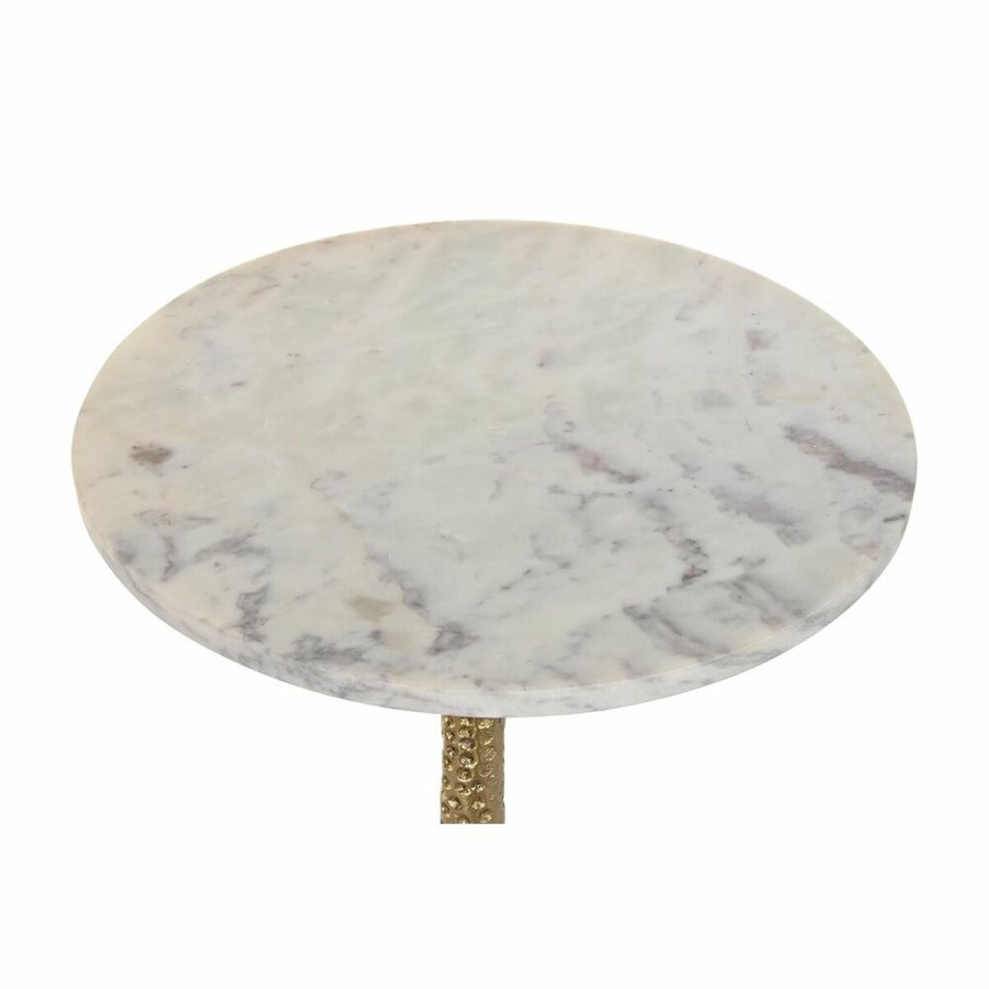 Lille serveringsbord DKD Home Decor Hvid Gylden 40 x 40 x 61 cm #2