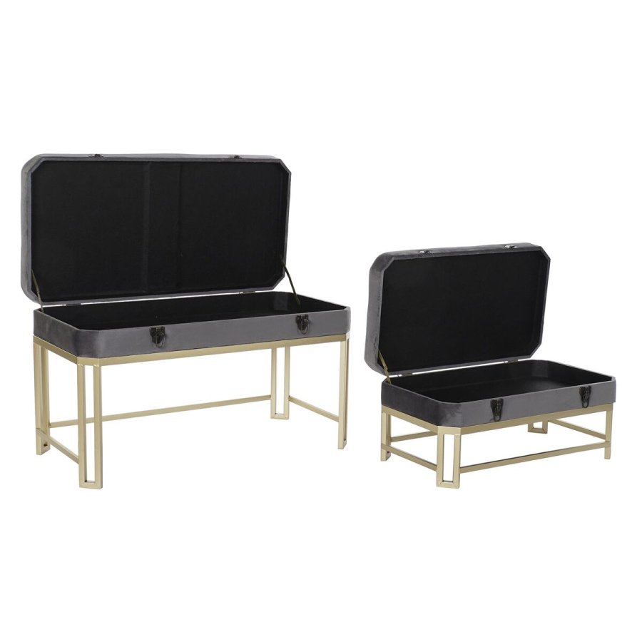 Stol DKD Home Decor   Gr Gylden Metal Fljl (80 x 40 x 47 cm) #5