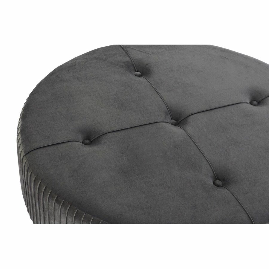 Fodsttte DKD Home Decor 80 x 80 x 38 cm Scandi Gr Tr Fljl Mrkegr Velvet #3