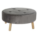 Fodsttte DKD Home Decor 80 x 80 x 38 cm Scandi Gr Tr Fljl Mrkegr Velvet #1