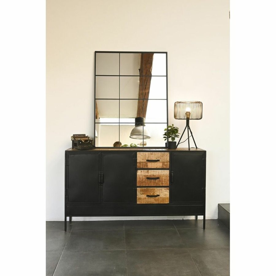 Vgspejl DKD Home Decor Sort Krystal Jern Spejl Vindue 90 x 1 x 120 cm 90 x 1,8 x 120 cm #4