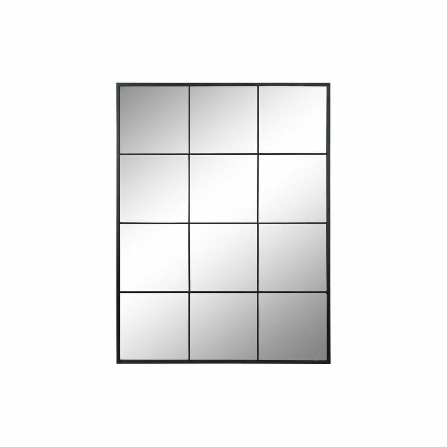 Vgspejl DKD Home Decor Sort Krystal Jern Spejl Vindue 90 x 1 x 120 cm 90 x 1,8 x 120 cm #1