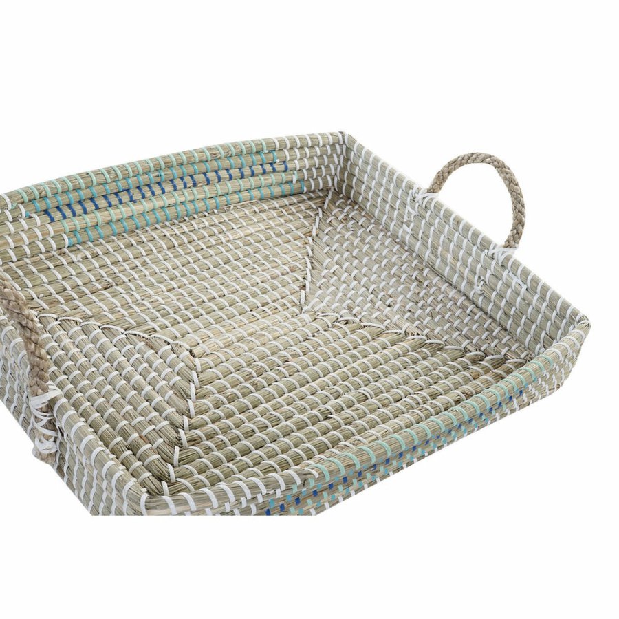 Bakkest DKD Home Decor Hvid Turkisbl Natur 48 x 38 x 15 cm (2 enheder) #7